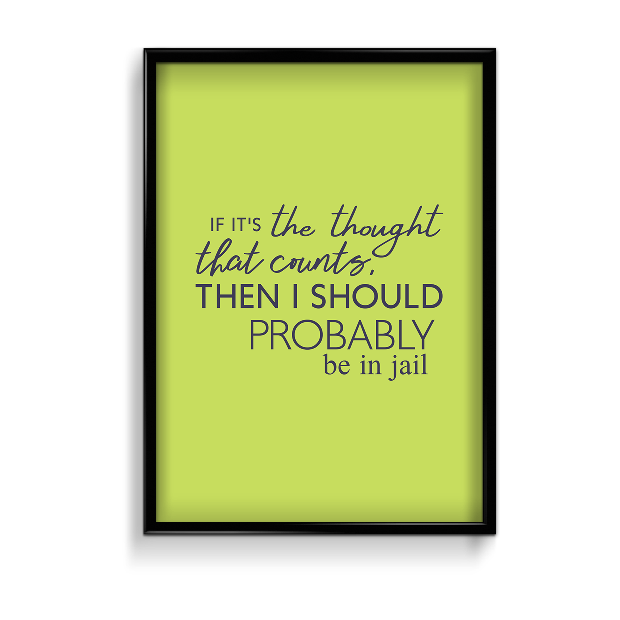 If it's the thought that counts, then I should probably be in jail Quote Wall Art - The Mortal Soul